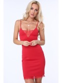 Red dress with delicate lace ZZ300 - Online store - Boutique